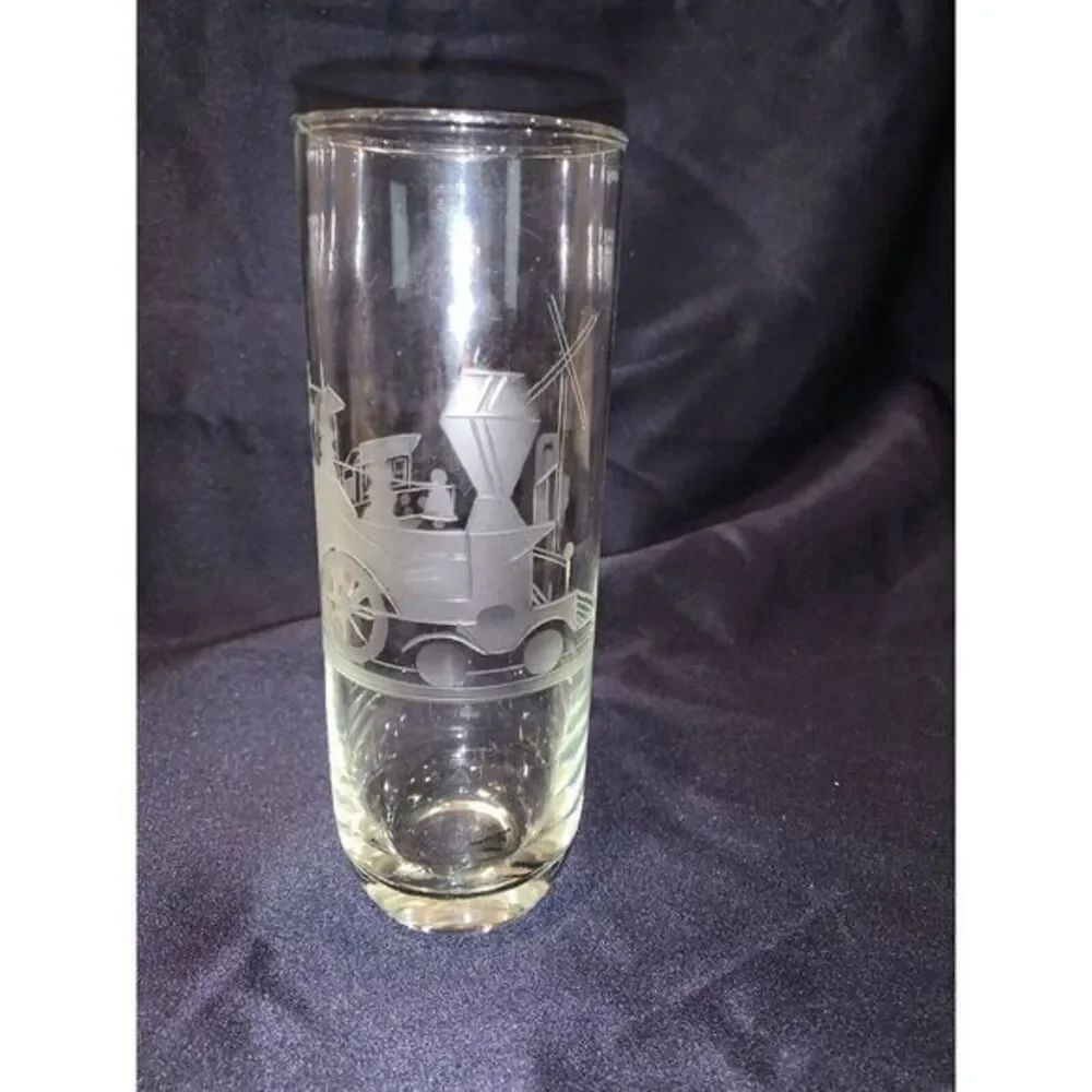 Etched Classic Car Tall Tumbler Glasses Drinking Highball Cocktail 7